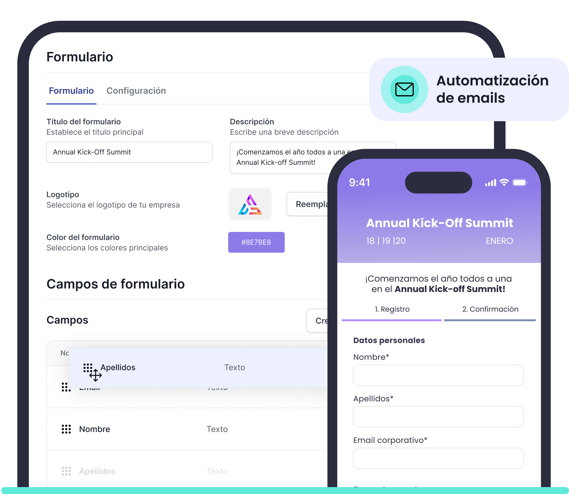 Constructor de formularios de registro